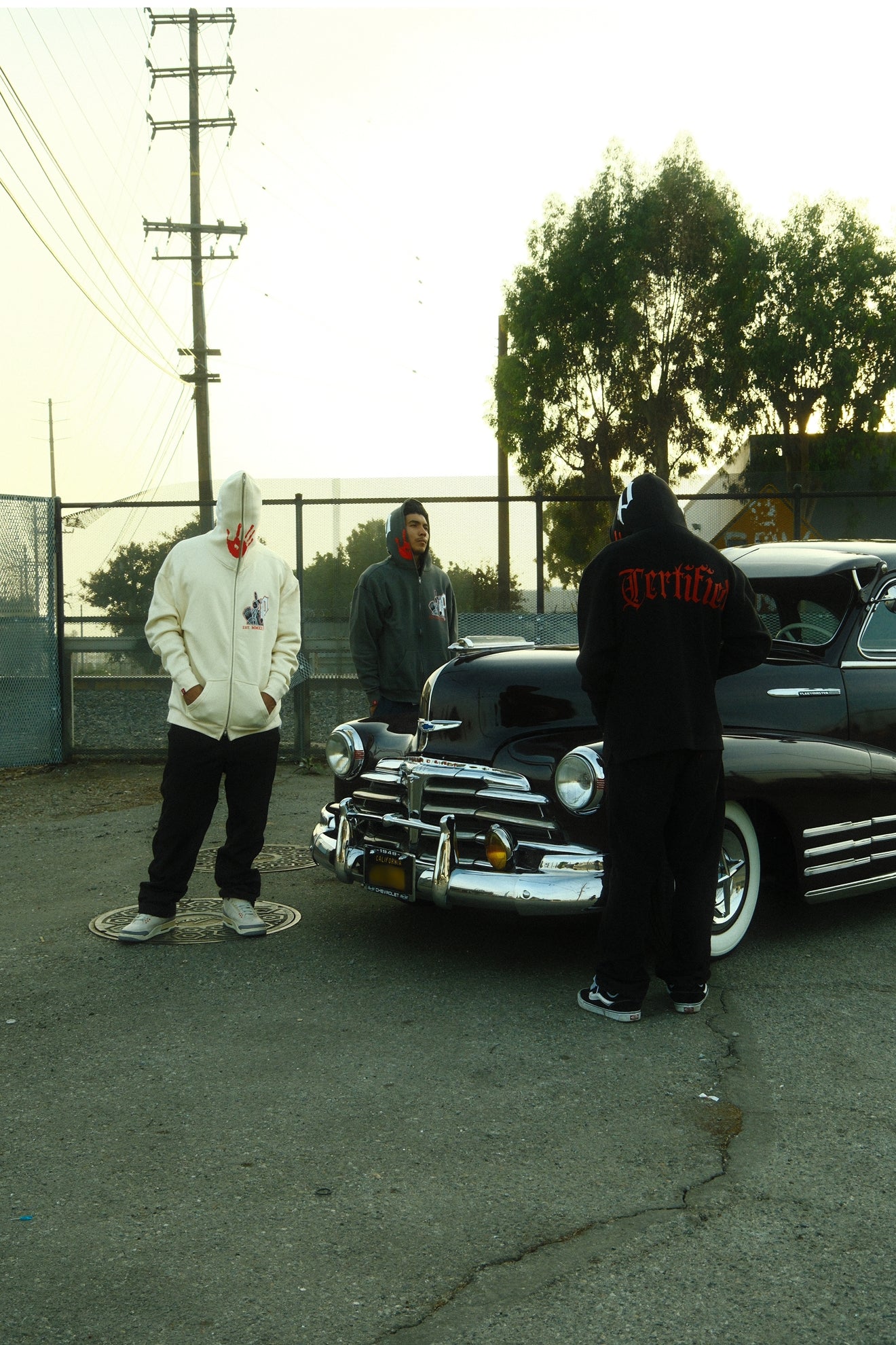 M.M.I.W. Full Zip Rhinestone Hoodie OFF WHT