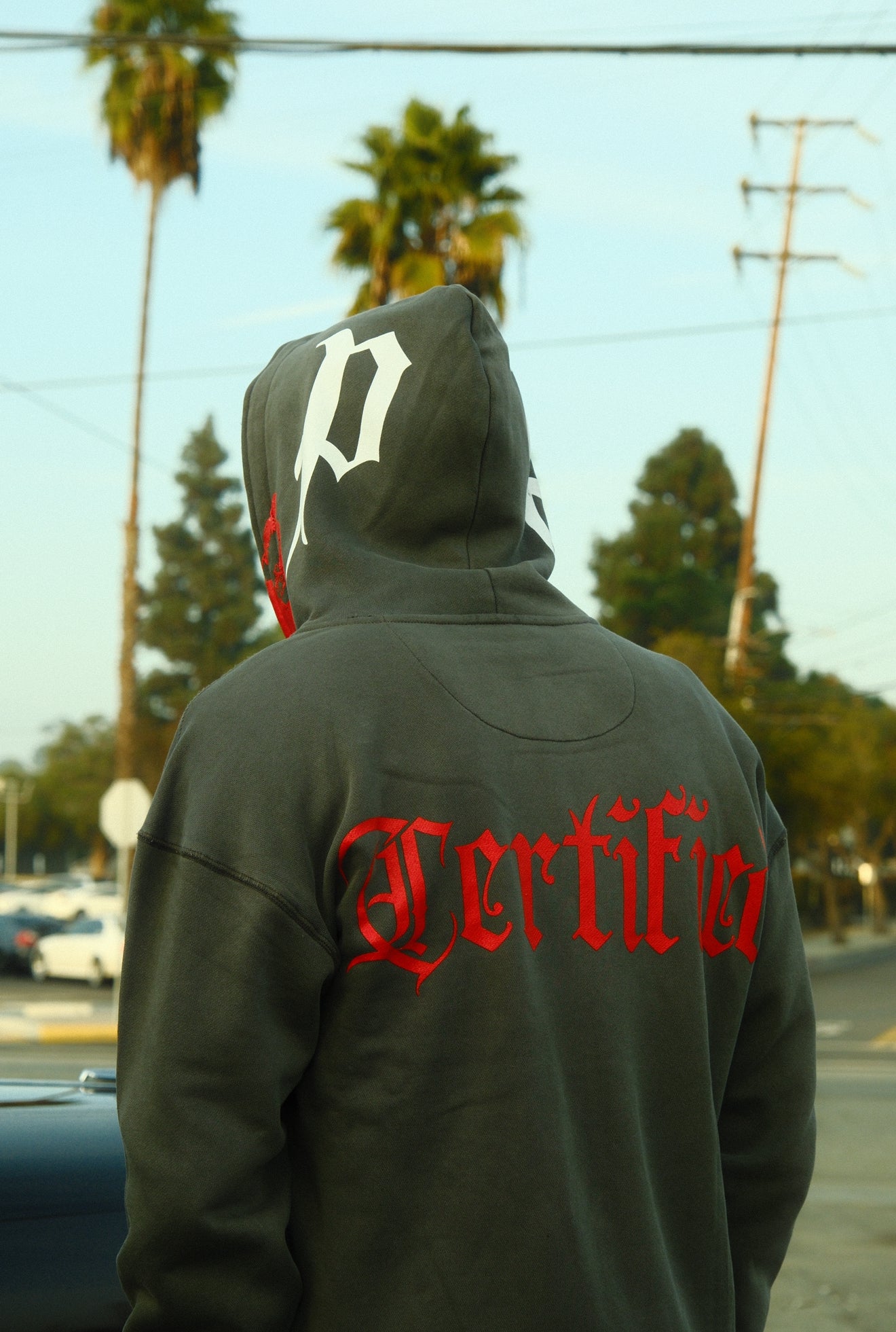 M.M.I.W. Full Zip Rhinestone Hoodie Gray