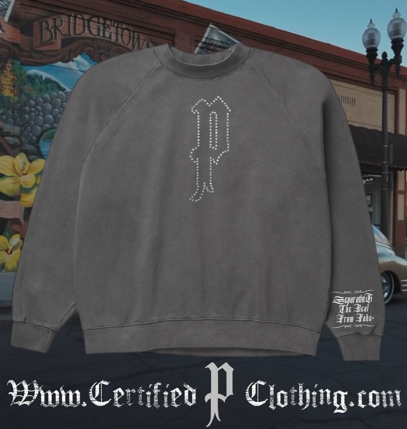 Vintage Grey “Rhinestone Crew Necks”