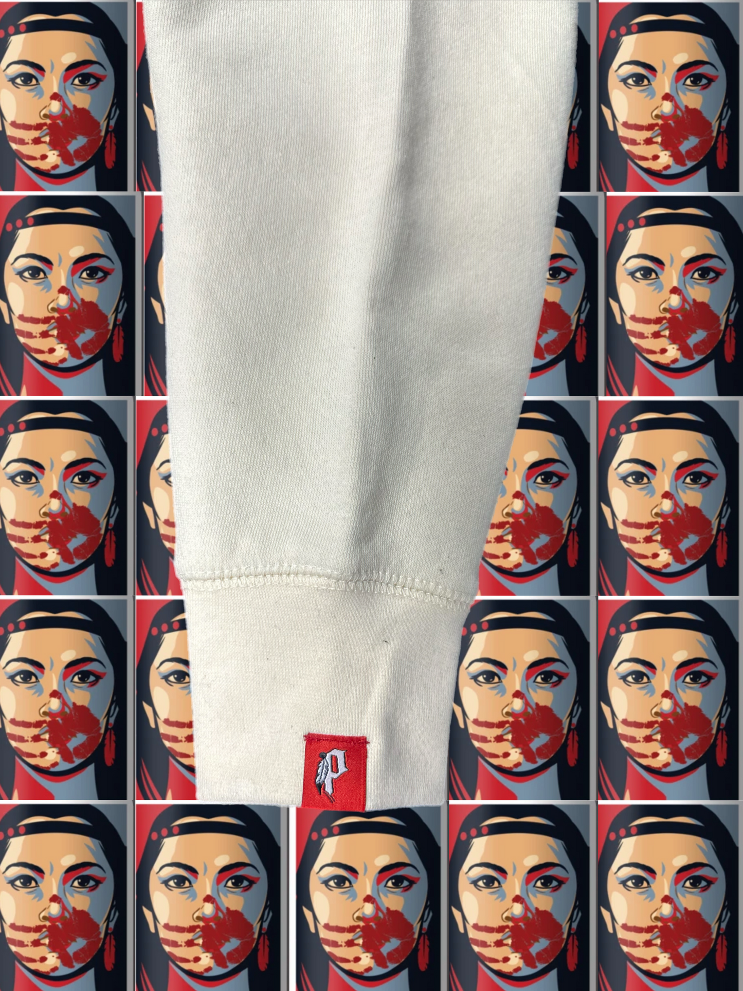 M.M.I.W. Full Zip Rhinestone Hoodie OFF WHT