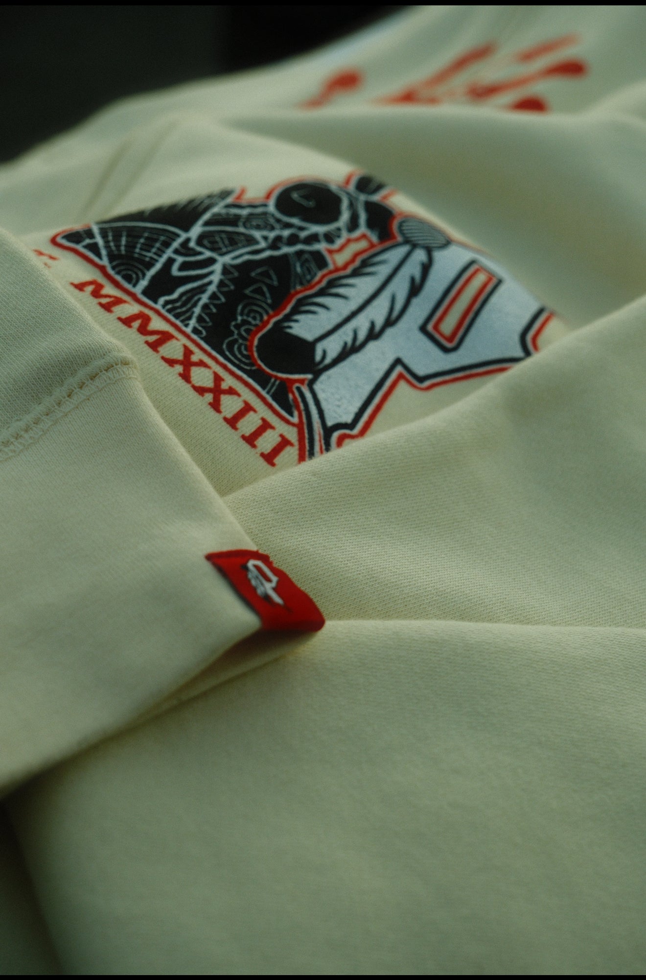 M.M.I.W. Full Zip Rhinestone Hoodie OFF WHT